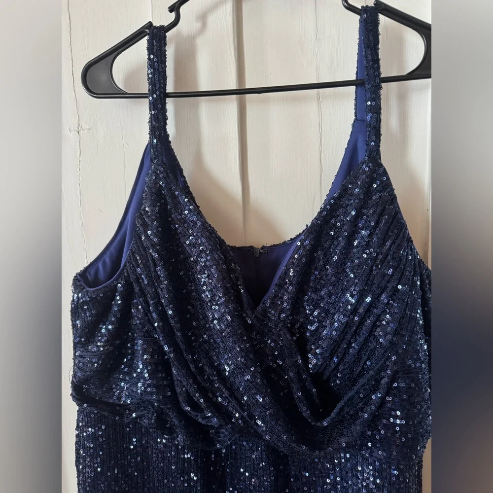 Night Way Collections Midnight Blue Sequin Midi Dress - Picture 4 of 6